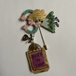 Fanciful Flights "Holiday Shopper” Karen Rossi Metal For Silvestri Stick Pin Art